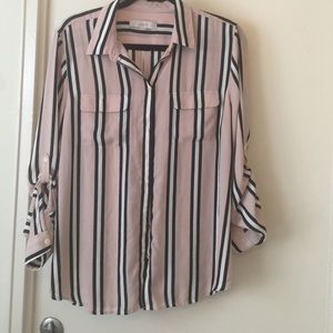 Loft pink striped button down shirt.