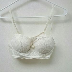 Aerie white heart lace push up mid bustier