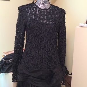 Black lace party dress with under slip 14
