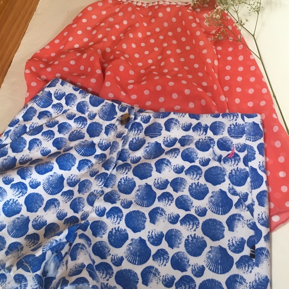 Coral Tank Top with Cream Polka Dots