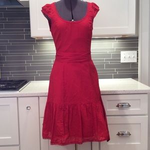 Anthropologie red cap sleeve dress
