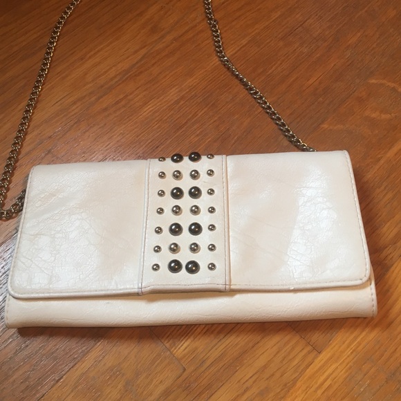 Side white leather purse