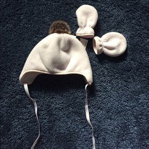 3m-9m Ralph Lauren Baby Fleece Hat & Mitten Set