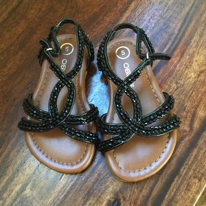 Black beaded sandals