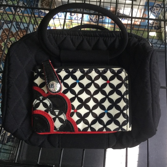 Vera Bradley Sm Black bag with Frill card holder