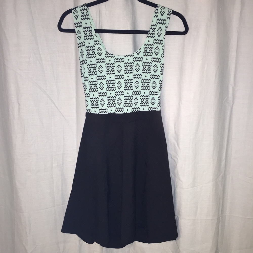SOLD NWT Mint + black tribal print skater dress