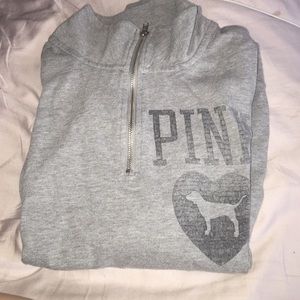 VSPINK gray sweatshirt quarter zip up