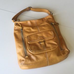 Banana Republic mustard thick leather handbag