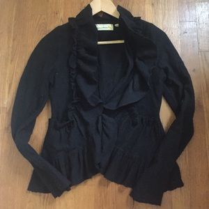 Anthropologie black ruffled blazer in Size XS