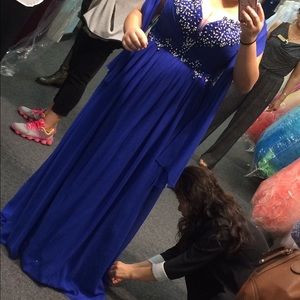 Royal blue corseted prom dress