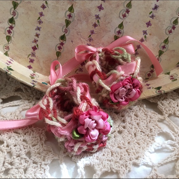 "Rose Garden" Luxury Knitted Baby Booties