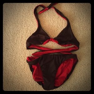 Reversible red /brown J. Crew bathing suit