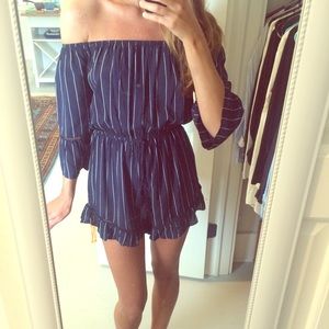 Navy Striped Romper