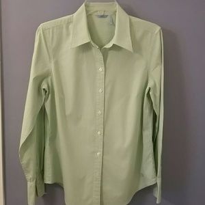 Green & White striped Izod Blouse-Lg.