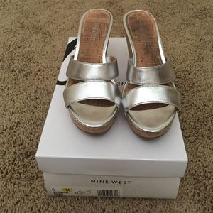 Nine West silver wedge sandal