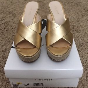 Nine West gold wedge sandal