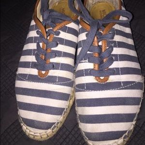 MICHAEL KORS Striped Canvas Lace-Up Espadrilles