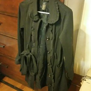 Black ruffle trench