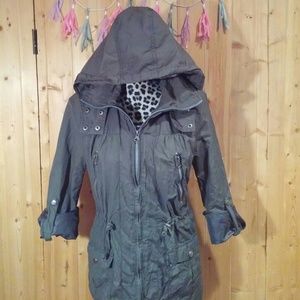 F21 Green Hooded Drawstring Utility Jacket