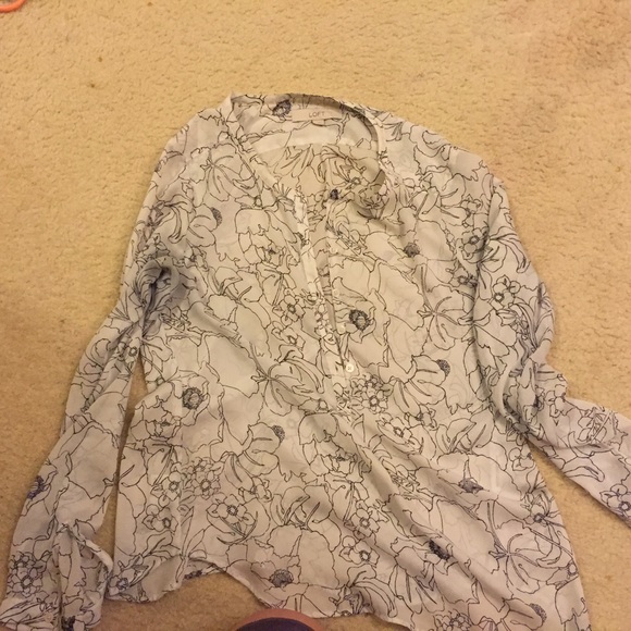 Anne Taylor Loft Patterned Slightly Sheer Blouse