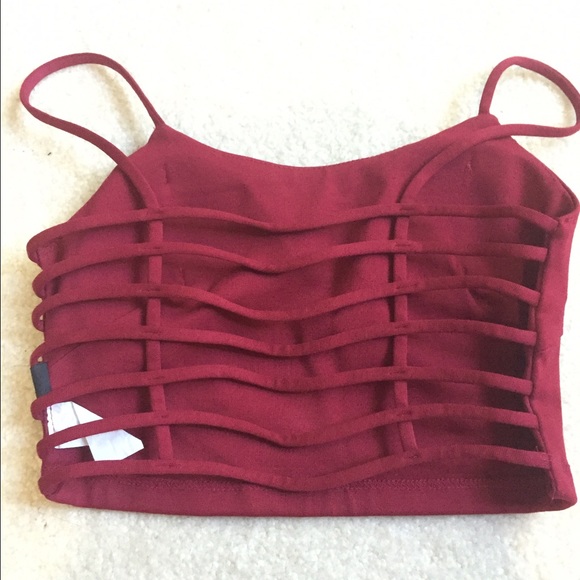 BRAND NEW! Caged Burgundy Crop Top - Picture 2 of 2