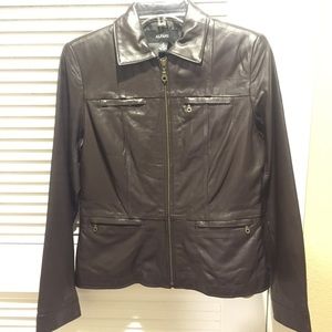 Alfani Brown Leather Jacket, Great Condition🌟
