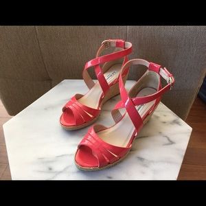 LK Bennett coral wedge sandals