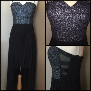 BEBE High-low Black And Silver Formal Dress Small