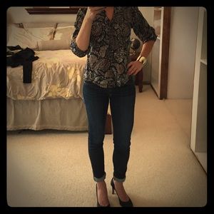 H&M Floral Paisley Casual Cute Button-up Top