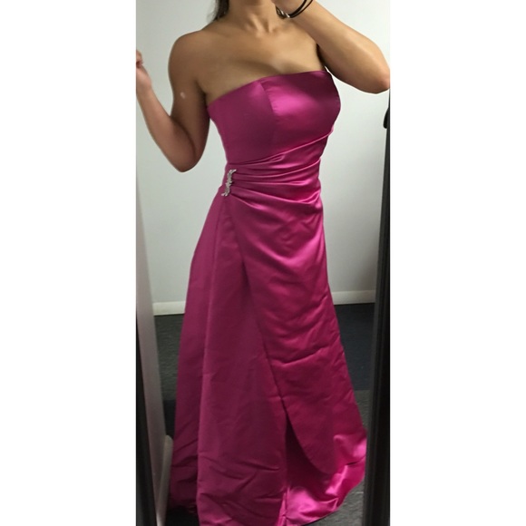 Fuscia Strapless Bridesmaids Dress