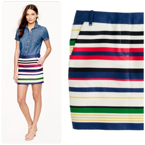 J. Crew Dresses & Skirts - J.Crew multicolor strip mini skirt sz 6. So cute!