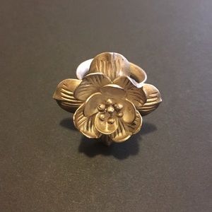 Sterling silver lotus ring