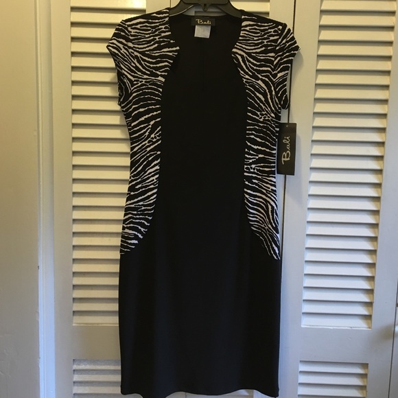Black dress with animal print accents