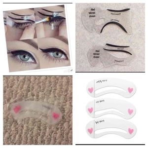 2pc cateye smokey eyeliner & 3pcs eyebrow stencil