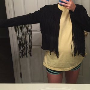 Black suede fringe jacket
