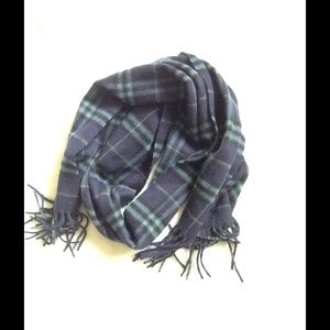 Navy Plaid Wool/Cashmere Scarf