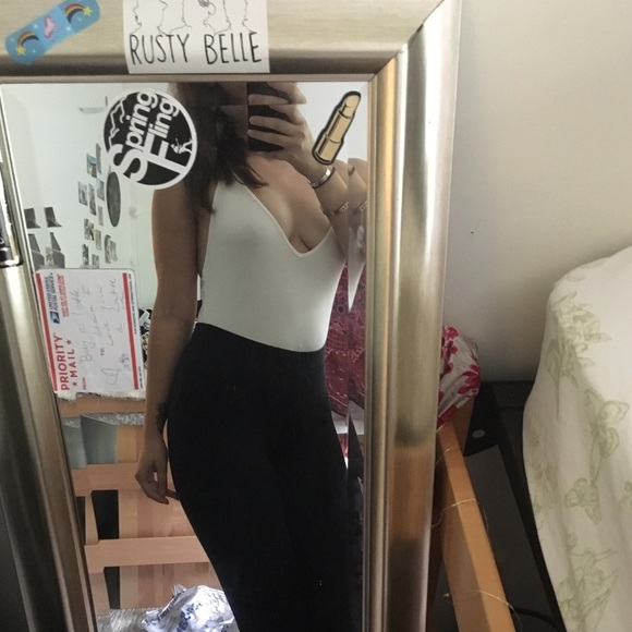 White ribbed body suit