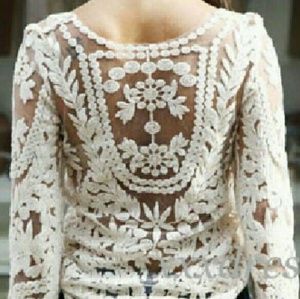 Embroidered See Through Long Sleeve