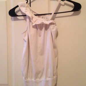 White ruffled tank top