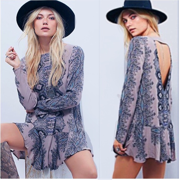 Flowy Printed TUNIC DRESS Smooth Talker Lilac NEW - Picture 2 of 5