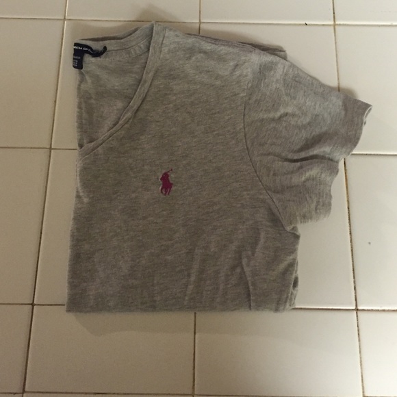 Ralph Lauren short sleeve. Grey with pink pony.