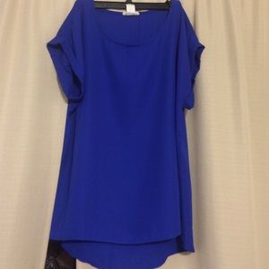 Royal blue blouse.