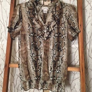 Dillard's snake skin blouse