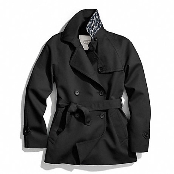 NWT COACH SHORT TRENCH COAT BLACK XS