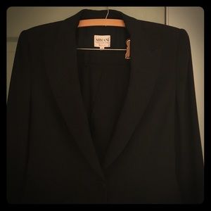 Armani Collezioni black tuxedo style pants suit