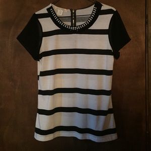 Casual/Dressy shirt-black sheer sleeves Sz SM