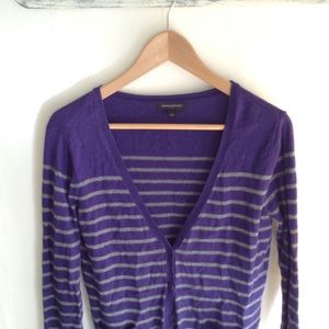 Banana Republic purple and gray stripe cardigan