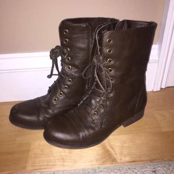 Madden Girl Brown Combat boots- Size 6.