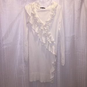 Small cream long-sleeve sweater dress