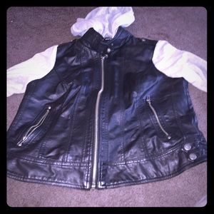 Cute jacket faux leather grey sweat material